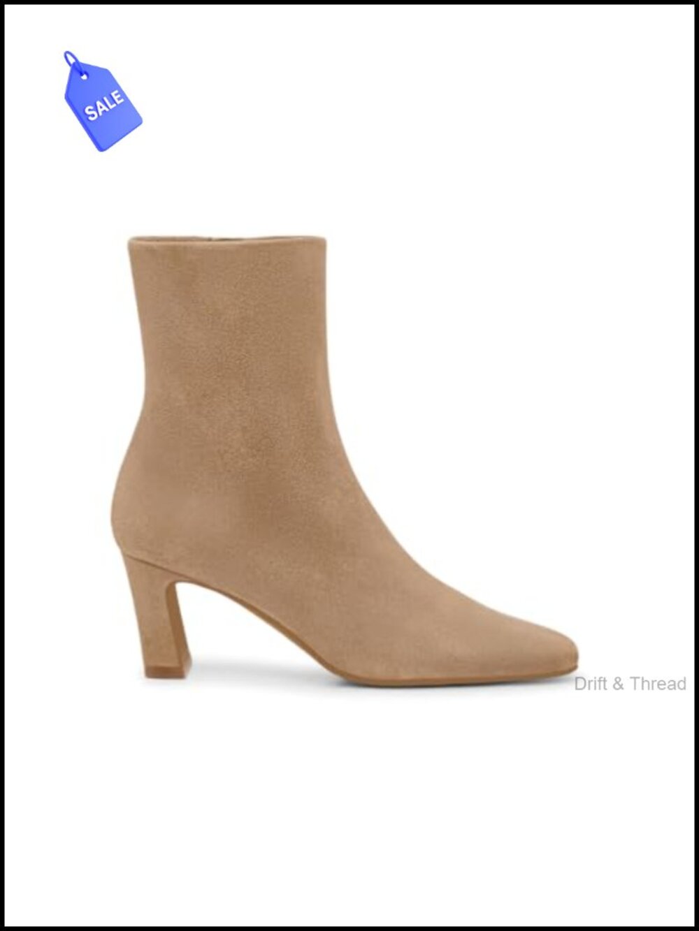 Square Toe Ankle Boots Chunky Heel Zip Dress Booties